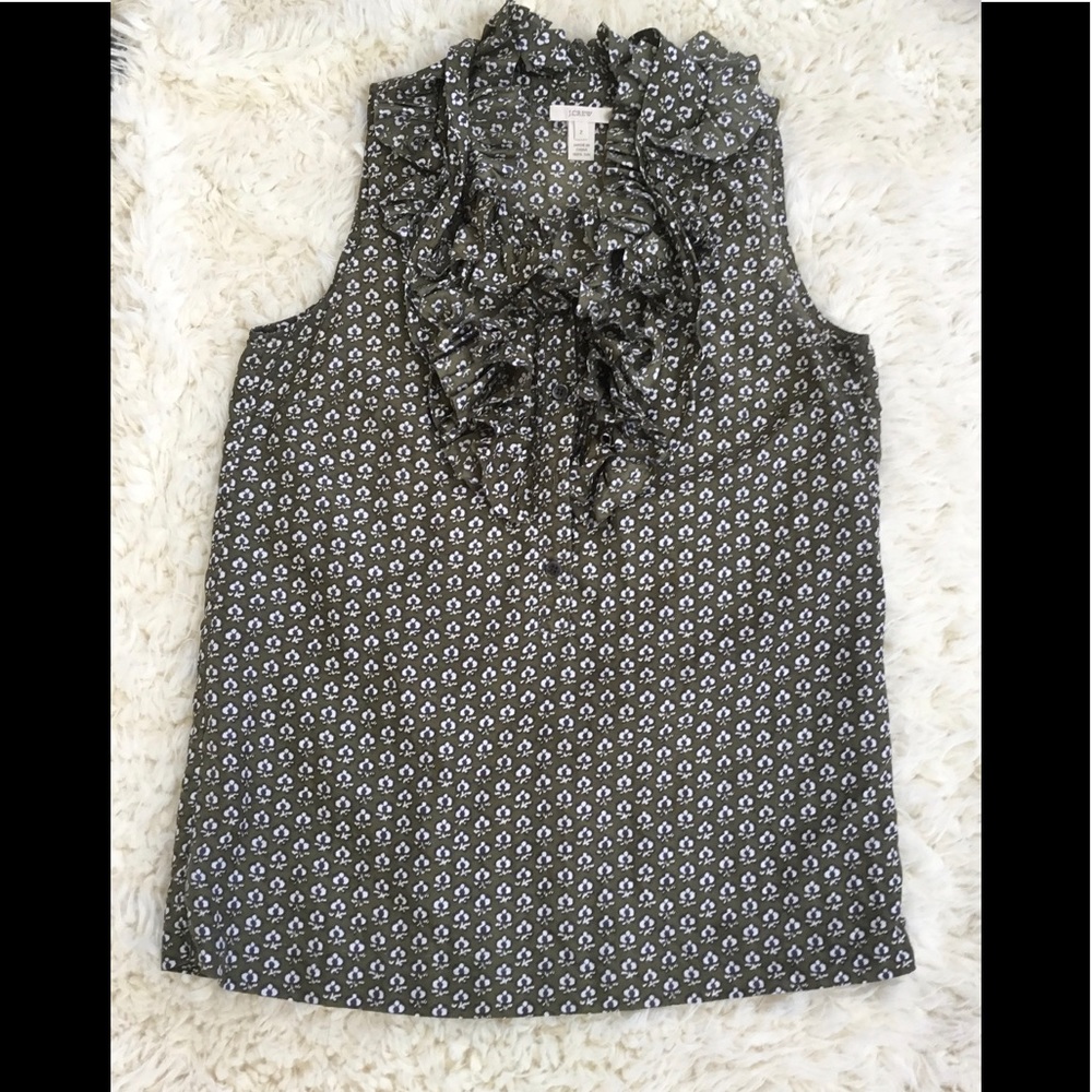 J Crew Sleevless-Ruffled colar top